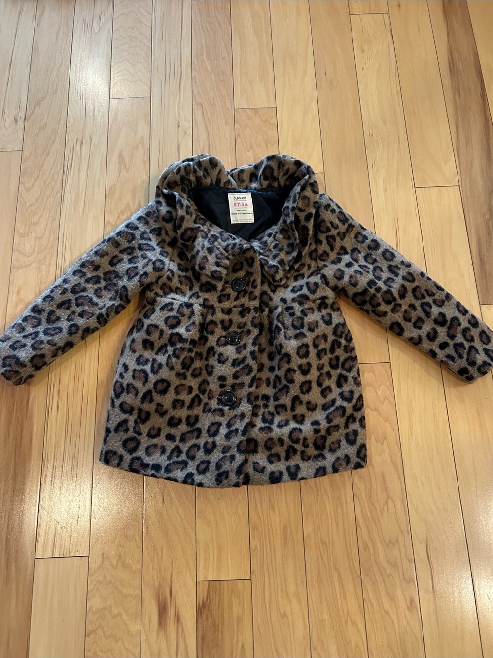 Old Navy Girls' Leopard Print Peacoat - Brown & Black